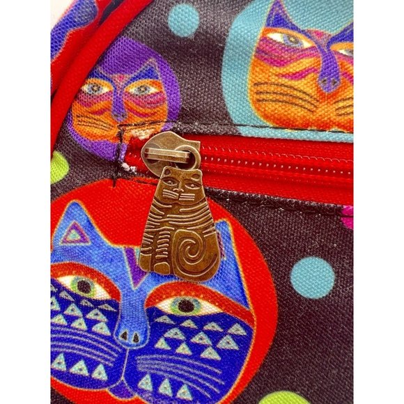 Laurel Burch Feline Faces Round Crossbody Purse Bag Cats Kitty Multicolored - Picture 5 of 10